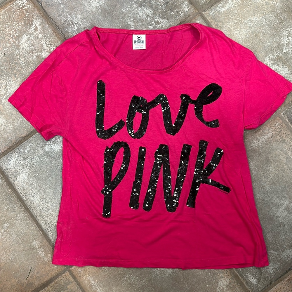 LOVE Pink sequence top